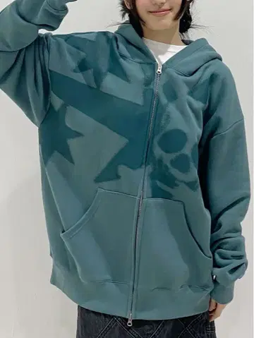 한국 niceghostclub 오버 사이즈 지퍼 후드티