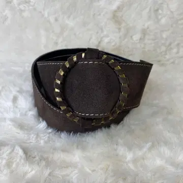 ANAYI 다크 브라운 스웨이드 벨트 이탈리아제 라운드 버클