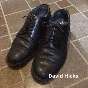 david hicks 블랙 가죽 윙팁 신발