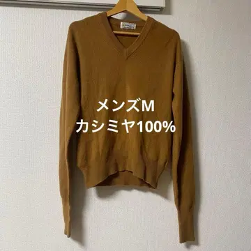 LYNX 남성용 캐시미어 100% 브라운 V넥 스웨터 M