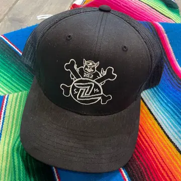 Z-FLEX 올드 스케이트 스컬 자수 캡 블랙