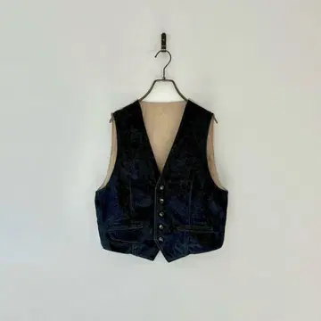 일본제 빈티지 데님 베스트 새틴 수트 베스트 인디고 베이지 M