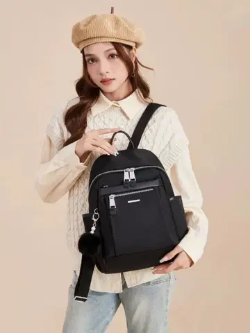 나일론 소재 블랙 백팩 A4 사이즈 대응 여성용