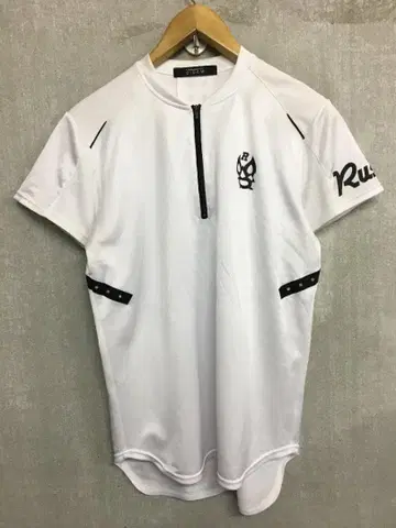 러셀노 레슬러 마스크 프린트 하프 지퍼 드라이 T셔츠 화이트 4