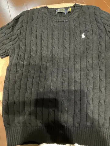 랄프 로렌 케이블 니트 반팔 블랙