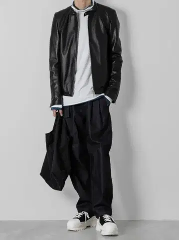 Luis 벨트 포함 데님 1턱 와이드 배기 팬츠 데님 루이스