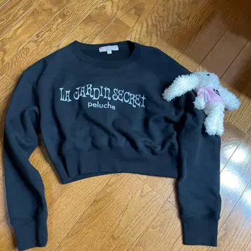 LE JARDIN SECRET 크롭 맨투맨과 토끼 봉제 인형 세트