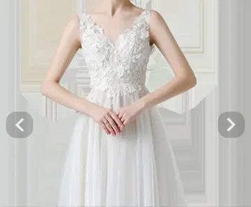 화이트 V넥 레이스 웨딩 드레스 XL