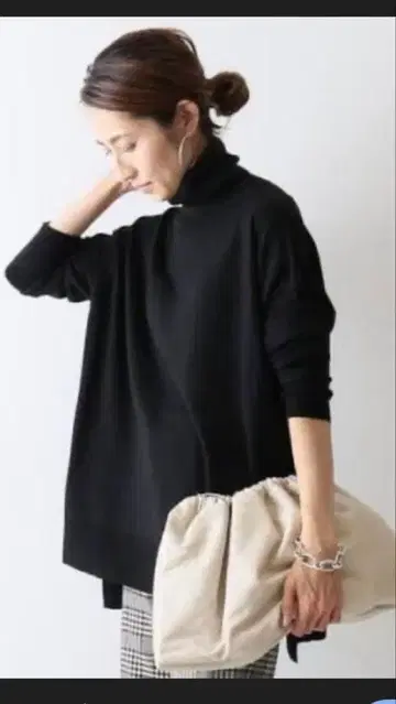 FRAMeWORK 하이 게이지 천축 터틀넥 블랙 프레임워크