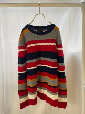 멀티 보더 니트 스웨터 긴팔