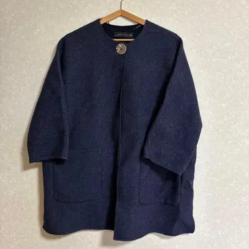 ZARA WOMAN 노카라 코트 네이비
