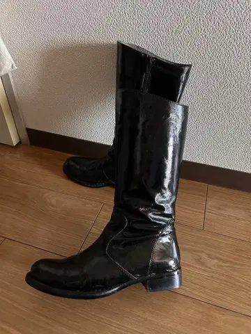 블랙 롱 부츠 낮은 힐