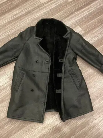 빈티지 가죽 코트 아우터 남성용 롱 코트 블랙 무스탕