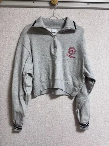 MOUSSY 하프 지퍼 크롭 맨투맨 M 그레이