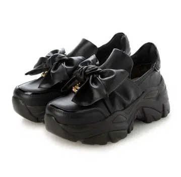 요스케 YOSUKE 통굽 리본 스니커즈 블랙