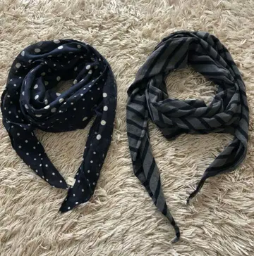 SOIL TROIS 삼각 스카프 2세트 도트 보더 프렌치 브뤼