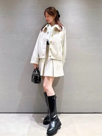 스나이델 허리 리브 플리츠 미니 스커트