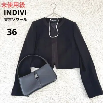미사용급 INDIVI 도쿄 소와르 노카라 자켓 36 블랙 포멀