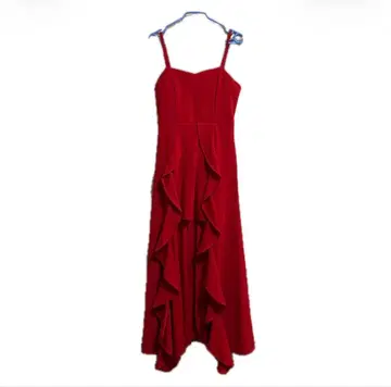 레드 프릴 A라인 드레스