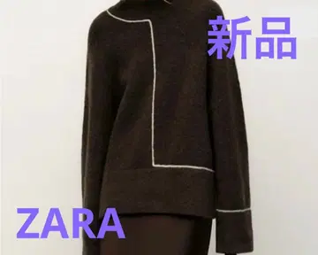 대비 트리밍 니트 스웨터 브라운