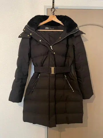 ZARA 자라 인조 모피 데드 다운 블랙
