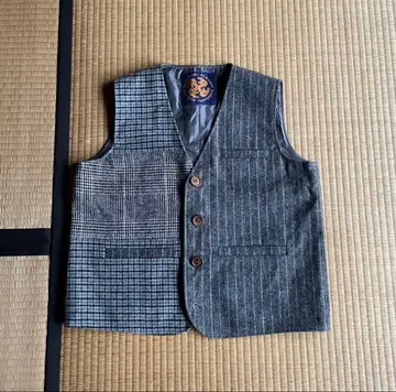 [이탈리아제 90s] 디자인 베스트 체크 무늬 스트라이프 워바쉬 베스트