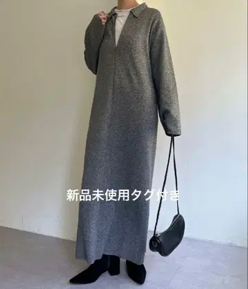 [ Omekashi ] 프론트 지퍼 니트 원피스