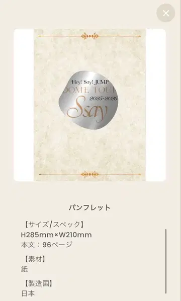 미개봉 새상품 Hey! Say! JUMP 투어 굿즈 Ssay 팜플렛