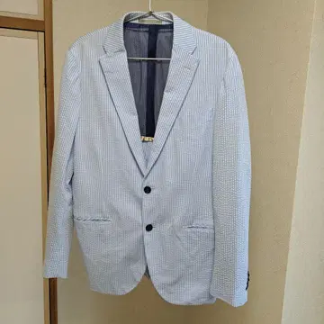 nano UNIVERSE 테일러드 자켓 블루 화이트 스트라이프