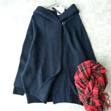 568 언타이틀 알파카 혼방 니트 후디 가디건 네이비