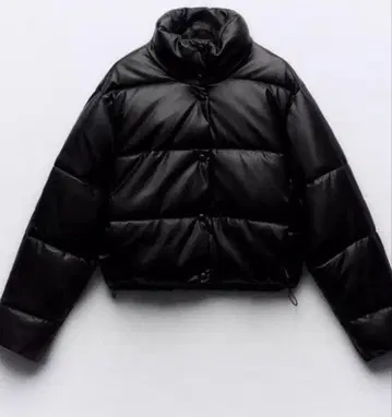 ZARA 블랙 숏 다운 자켓 인조 가죽