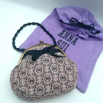 안나수이 레이스 가마구치 백 핑크 블랙