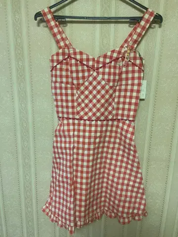 deicy 빨간색과 화이트 체크 무늬 미니 원피스 클리닝 완료