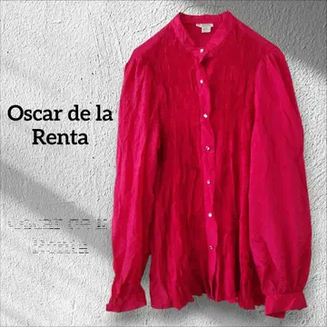 1점 한정 Oscar de la Renta 핑크 버튼업 긴팔 블라우스