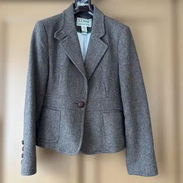 L.L.Bean 브라운 계열 트위드 자켓 14 PETITE