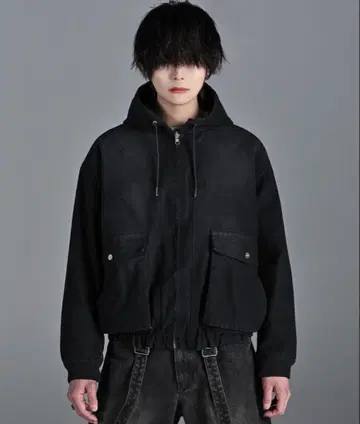 ADRER 빈티지 메이크 숏 덕 블루종 리버서블 지퍼 후드티