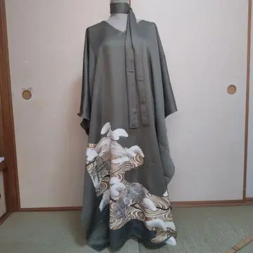 순수 실크 이로도메소데 미츠코시 기모노 리메이크 롱 드레스 세미 오더