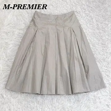 새상품급 M-PREMIER 무릎 기장 개더 플레어 스커트 34 베이지