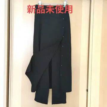 블랙 팬츠스커트 버튼 허리밴딩