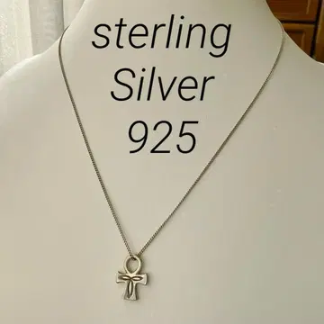 실버 목걸이 크로스 sterling925 각인 있음 심플한 체인