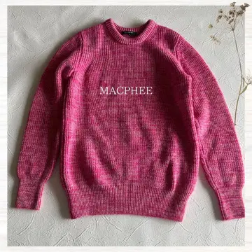MACPHEE 울 100% 크루넥 니트 스웨터 긴팔 핑크