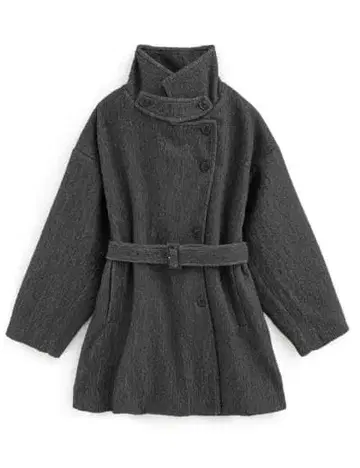 GRL 샤기 스탠드 미들 기장 오버코트