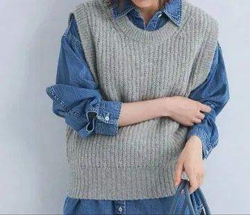 새상품 UNITED ARROWS 울 100% 2Way 니트 그레이