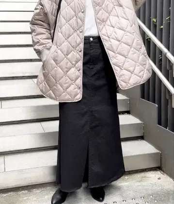 Spick & Span 코튼 치노 맥시 스커트 블랙