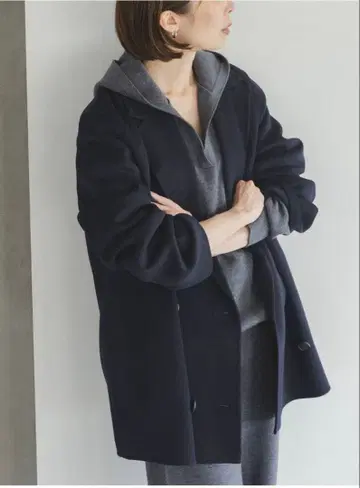 Super160s 체스터 미들 기장 코트