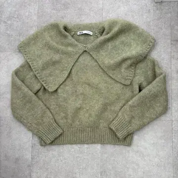 ZARA 그린 M 빅 칼라 니트