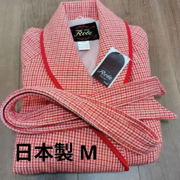 쇼와 레트로 빨간색과 화이트 체크 무늬 롱 가운