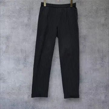 a2422 새상품급! 슬랙스 스트라이프 허리밴딩 오피스 블랙 M