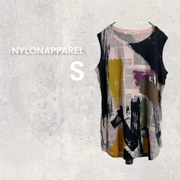 나일론 탱크탑 튜닉 상의 슬리브리스 아트 프린트 패턴