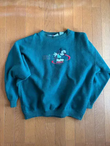 레어 90s DisneyVINTAGE 맨투맨 자수 택 미키 로고